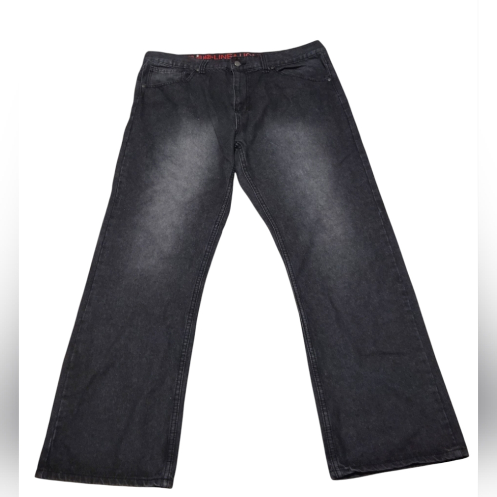 Linea Uomo + Relaxed Straight Fit Black Faded Jeans For Men Size W42 X L32